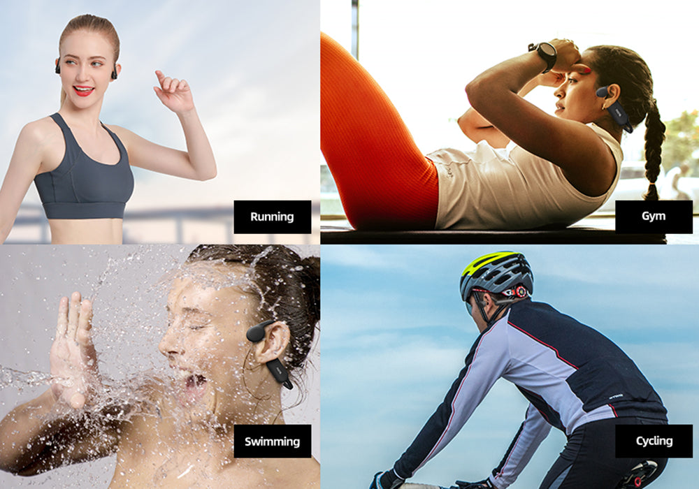 Illustrate the use of Naenka bone conduction headphones