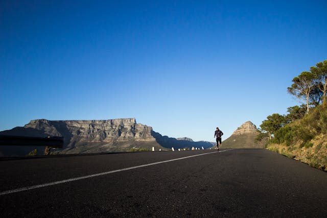 running on the road