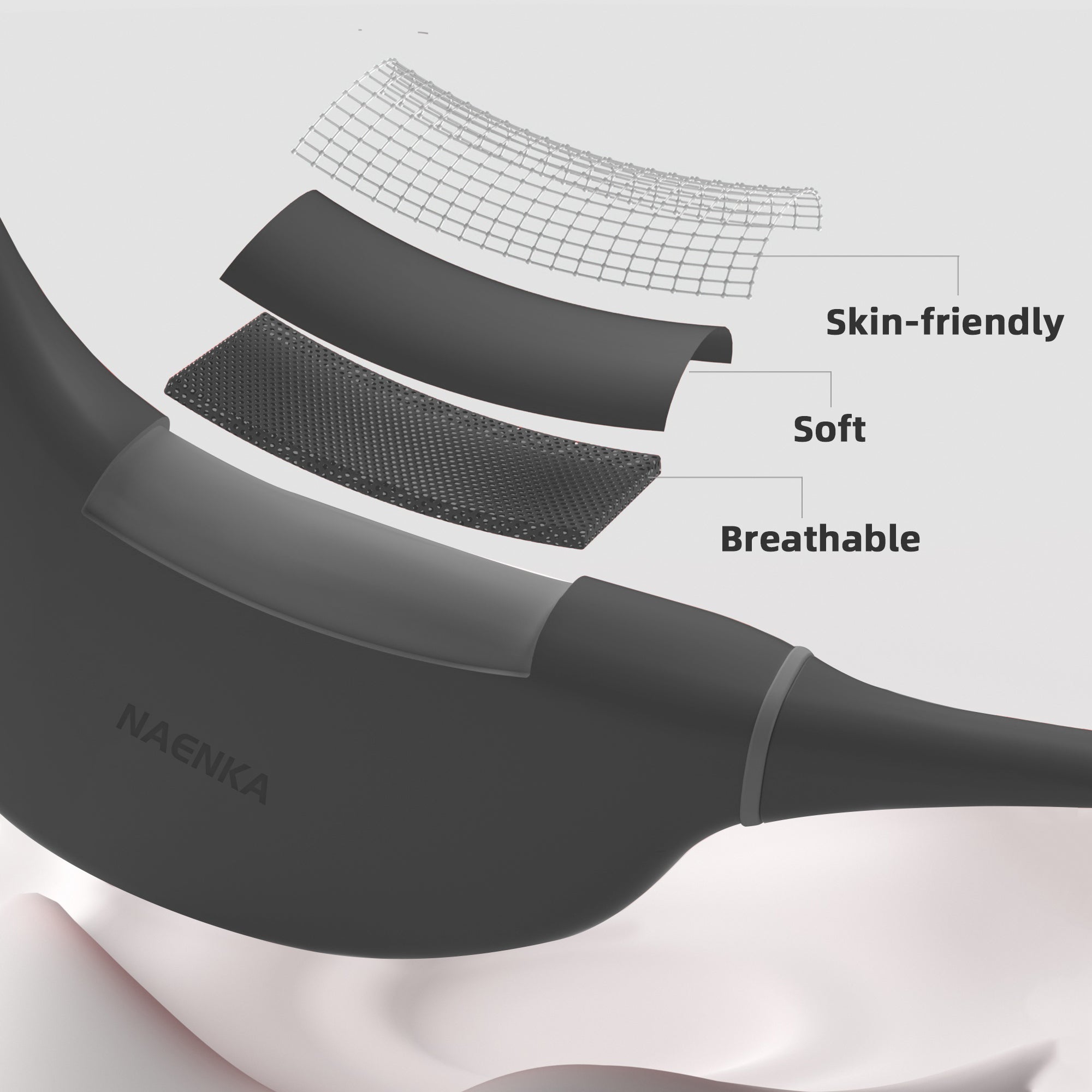 Naenka bone conduction headphones for swimming use skin friendly materials
